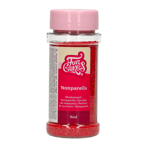 FUNCAKES SUGAR PEARLS (NONPAREILS) - RED 80 G