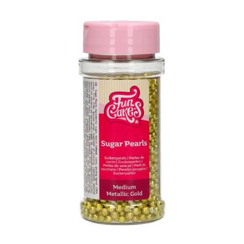 FUNCAKES SUGAR PEARLS - METALLIC GOLD (4 MM) 80 G