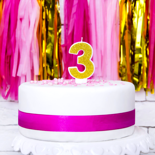 PARTYDECO GOLDEN BIRTHDAY CANDLE - NUMBER 3