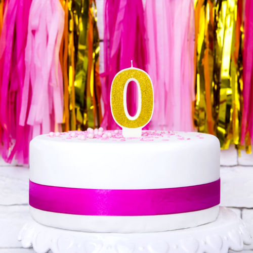 PARTYDECO GOLDEN BIRTHDAY CANDLE - NUMBER 0