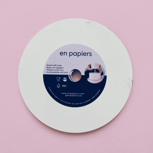 EN PAPIERS WHITE ROUND BASE WITH CENTRAL HOLE - 10 CM