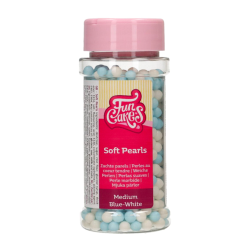 FUNCAKE SOFT SUGAR PEARLS - BLUE & WHITE 60 G