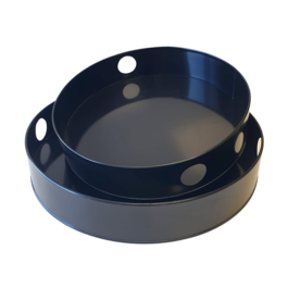 SET OF ROUND METAL TRAYS - BLACK