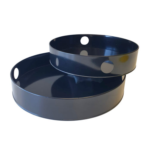 SET OF ROUND METAL TRAYS - BLACK