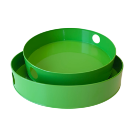 SET OF ROUND METAL TRAYS - GREEN