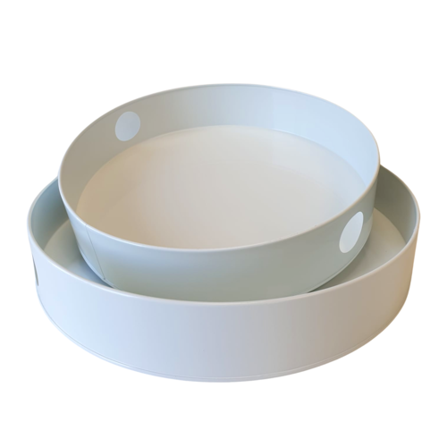 SET OF ROUND METAL TRAYS - WHITE