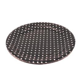 CARDBOARD PLATES WITH POLKA DOTS - BLACK