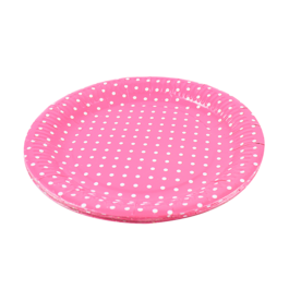 CARDBOARD PLATES WITH POLKA DOTS - PINK