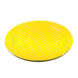 CARDBOARD PLATES WITH POLKA DOTS - YELLOW