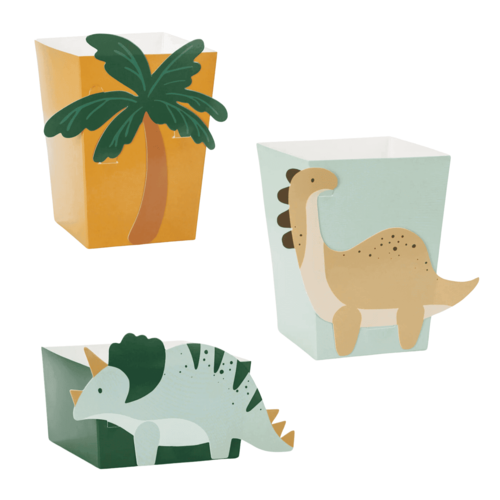 PARTYDECO PAPER SNACK BOXES - DINOSAURS