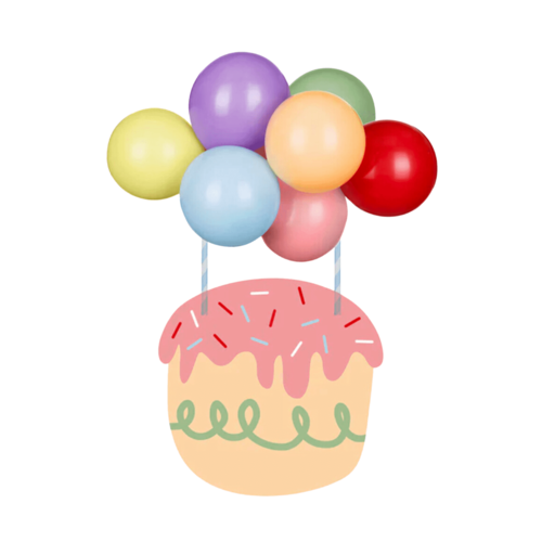 PARTYDECO BALLOON CAKE TOPPER - RAINBOW