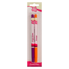 FUNCAKES EDIBLE PEN SET -ORANGE AND PURPLE