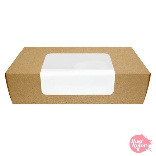 KRAFT BISCUIT BOX WITH WINDOW - 18 X 9 CM