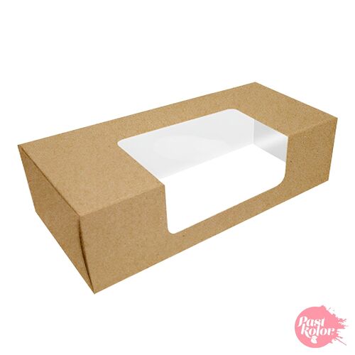 KRAFT BISCUIT BOX WITH WINDOW - 18 X 9 CM