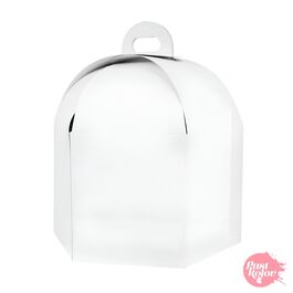 HIGH WHITE HEXAGONAL CAKE BOX WITH HANDLE 20 CM Ø