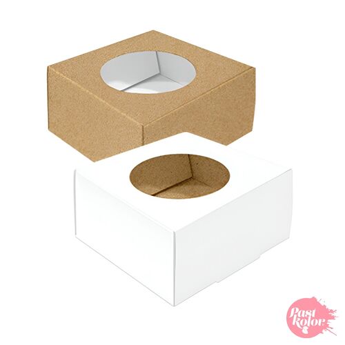 REVERSIBLE SQUARE BISCUIT BOX - WHITE AND KRAFT