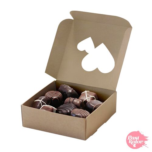 KRAFT BISCUIT BOX WITH HEARTS WINDOW