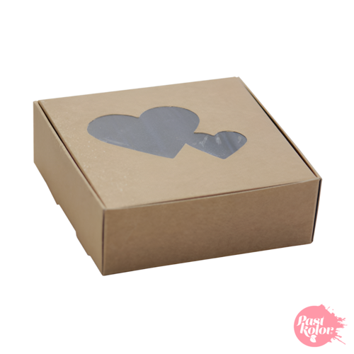 KRAFT BISCUIT BOX WITH HEARTS WINDOW