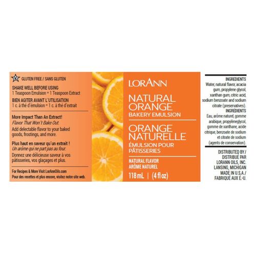 LORANN BAKERY EMULSION -  NATURAL ORANGE  (118 ML)