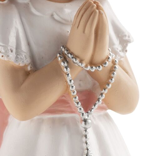 DEKORA CAKE FIGURE - GIRL WITH ROSARY AND PINK RIBBON