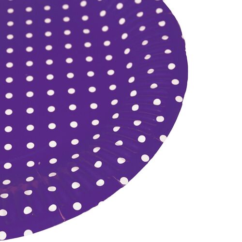 CARDBOARD PLATES WITH POLKA DOTS - PURPLE