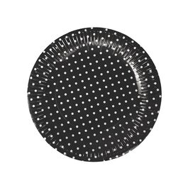 CARDBOARD PLATES WITH POLKA DOTS - BLACK