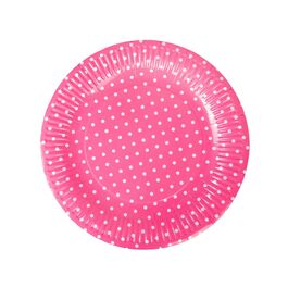 CARDBOARD PLATES WITH POLKA DOTS - PINK