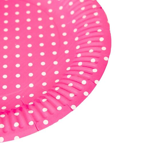 CARDBOARD PLATES WITH POLKA DOTS - PINK