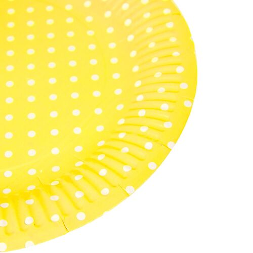 CARDBOARD PLATES WITH POLKA DOTS - YELLOW